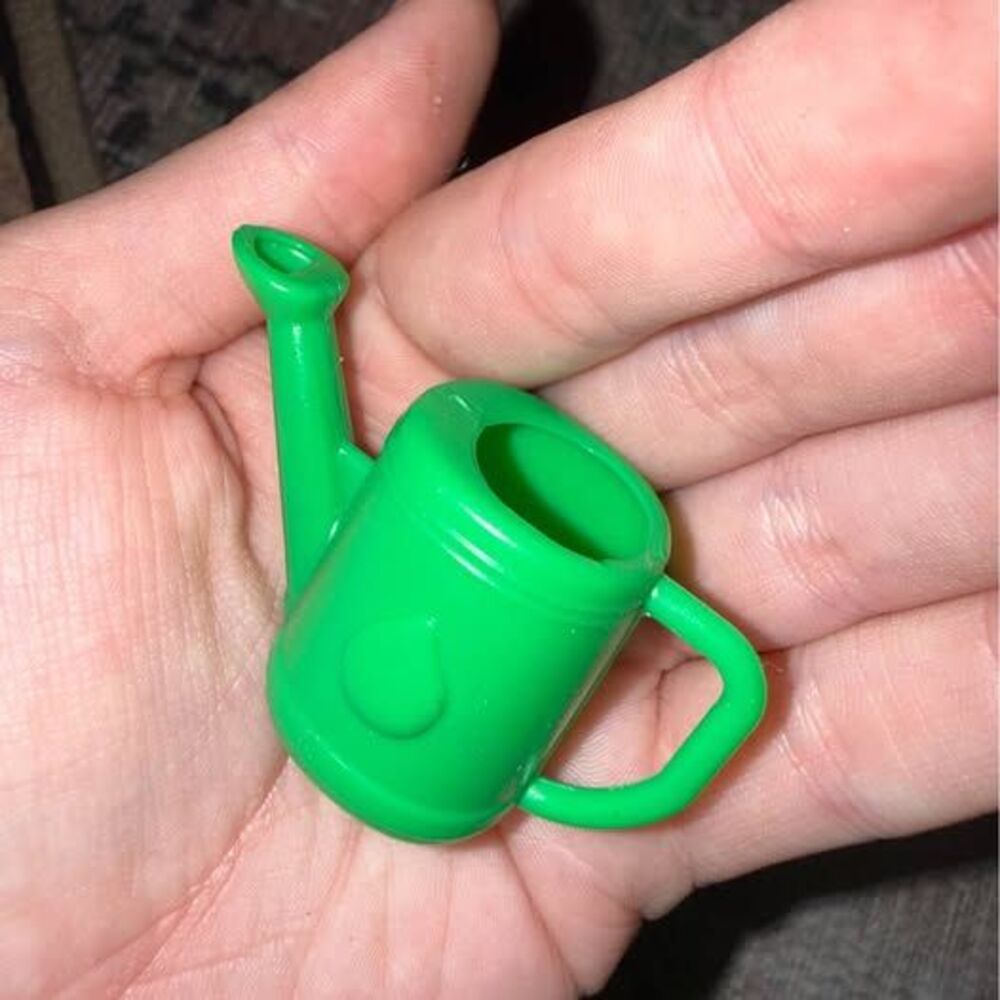 Mini green watering can dollhouse miniatures